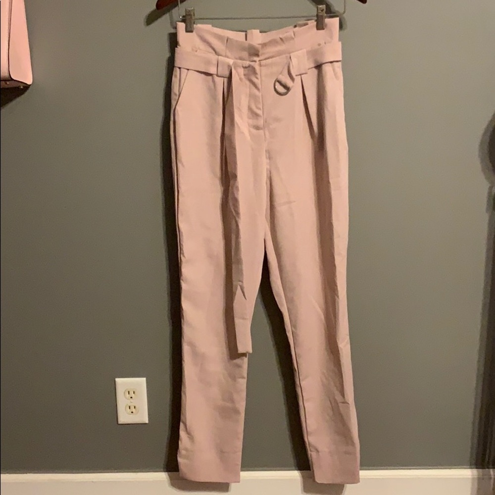 Missguided light pink paperbag cigarette pant